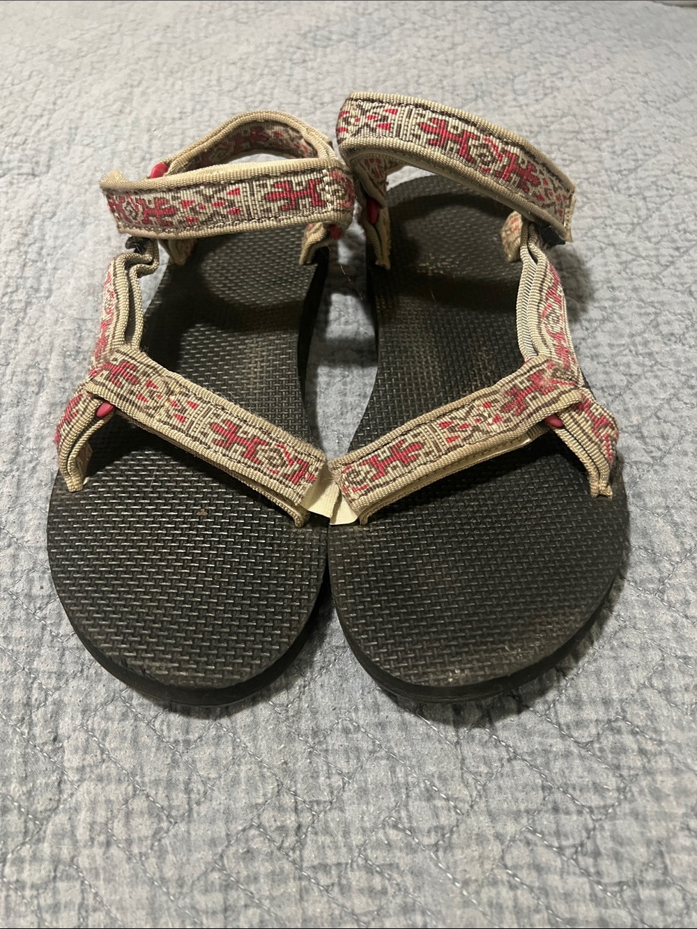 Teva Women's Gray Sandals with Pink Patterned Straps